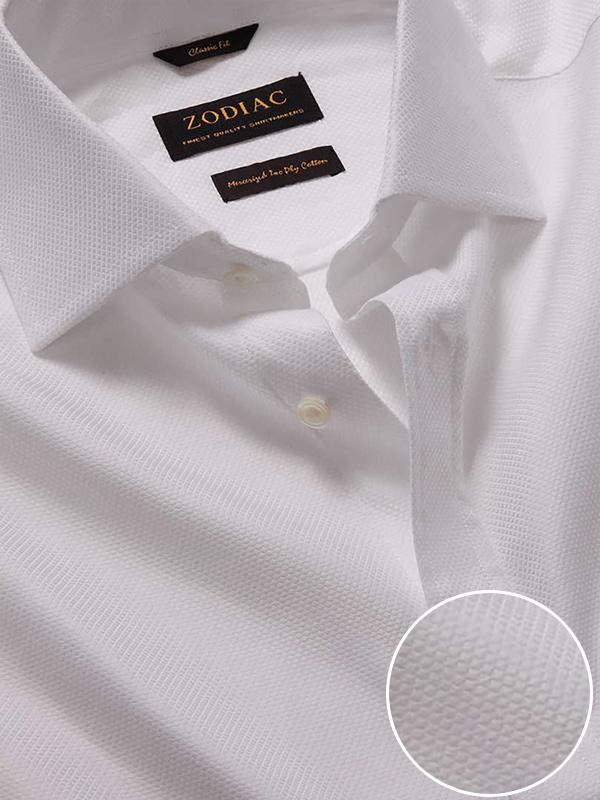 Cione White Check Full Sleeve Double Cuff Classic Fit Classic Formal Two Ply Mercerized Cotton Shirt