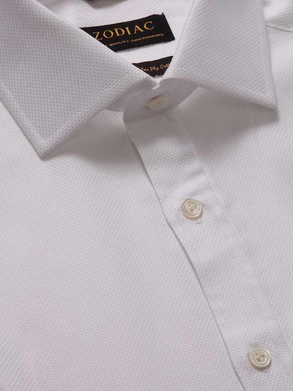 Cione White Check Full Sleeve Double Cuff Classic Fit Classic Formal Two Ply Mercerized Cotton Shirt