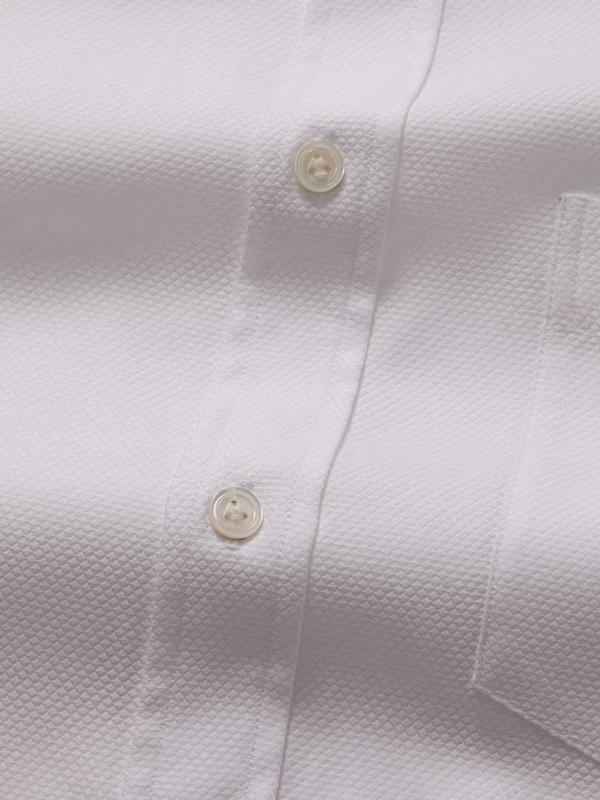 Cione White Check Full Sleeve Double Cuff Classic Fit Classic Formal Two Ply Mercerized Cotton Shirt