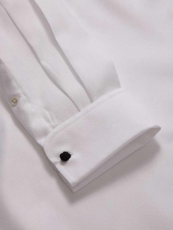 Cione White Check Full Sleeve Double Cuff Classic Fit Classic Formal Two Ply Mercerized Cotton Shirt