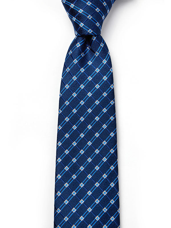 Como Check Dark Blue Silk Tie