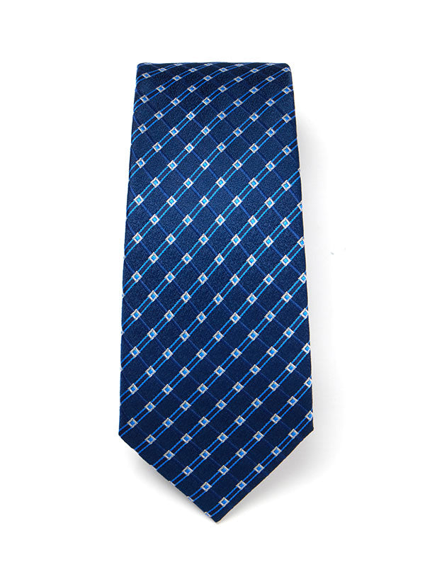 Como Check Dark Blue Silk Tie