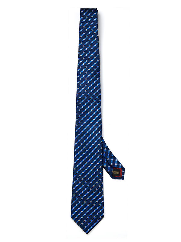 Como Check Dark Blue Silk Tie