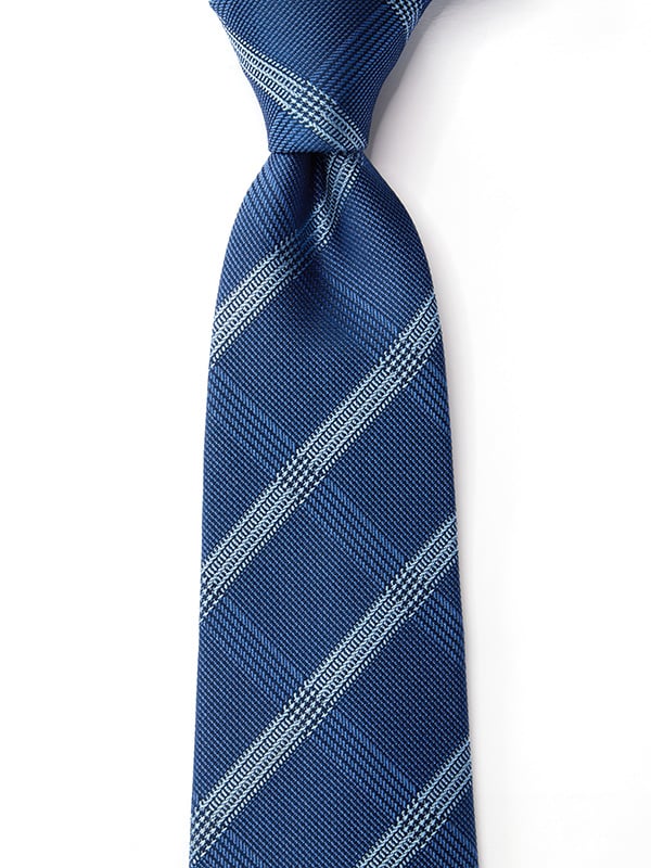 Como Checks Dark Blue Silk Tie