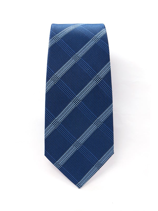 Como Checks Dark Blue Silk Tie