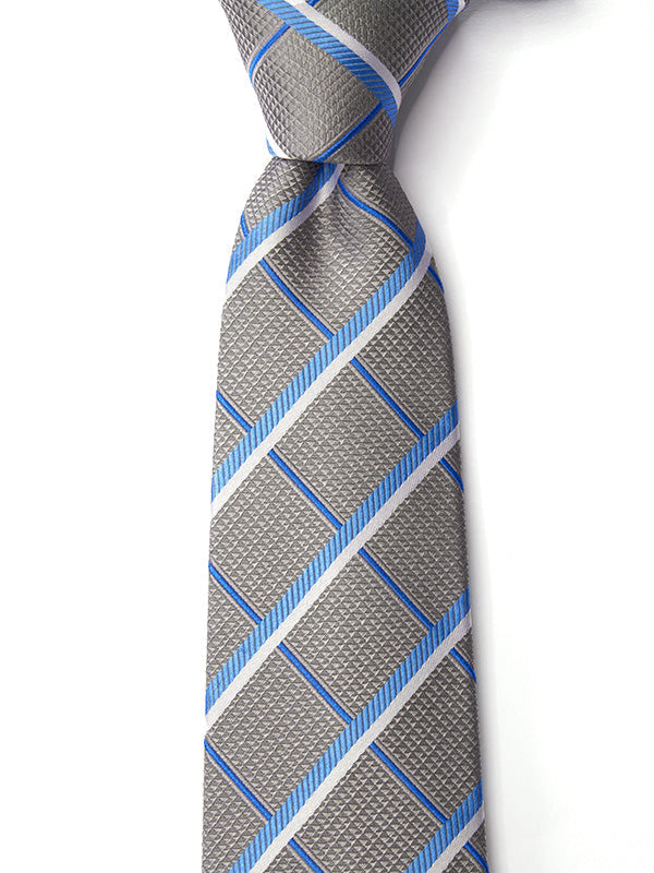 Como Checks Medium Grey Silk Tie