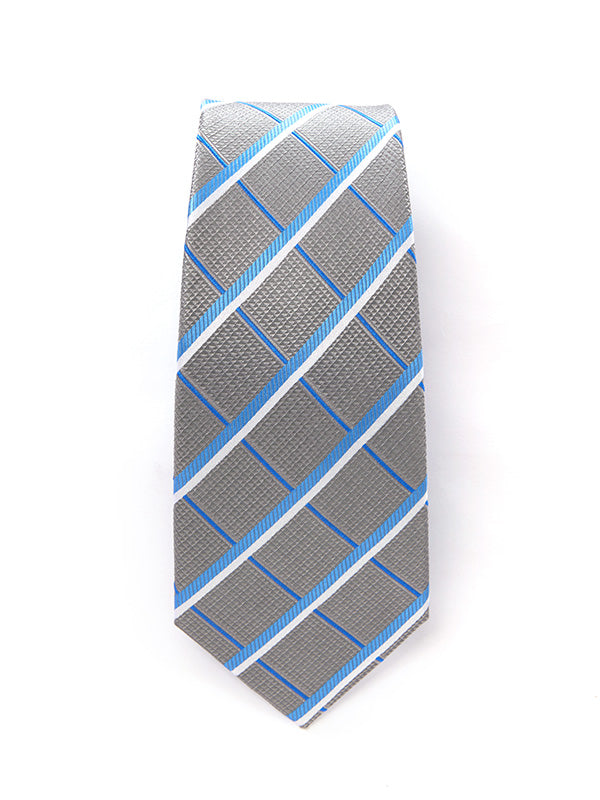 Como Checks Medium Grey Silk Tie