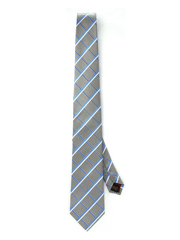 Como Checks Medium Grey Silk Tie