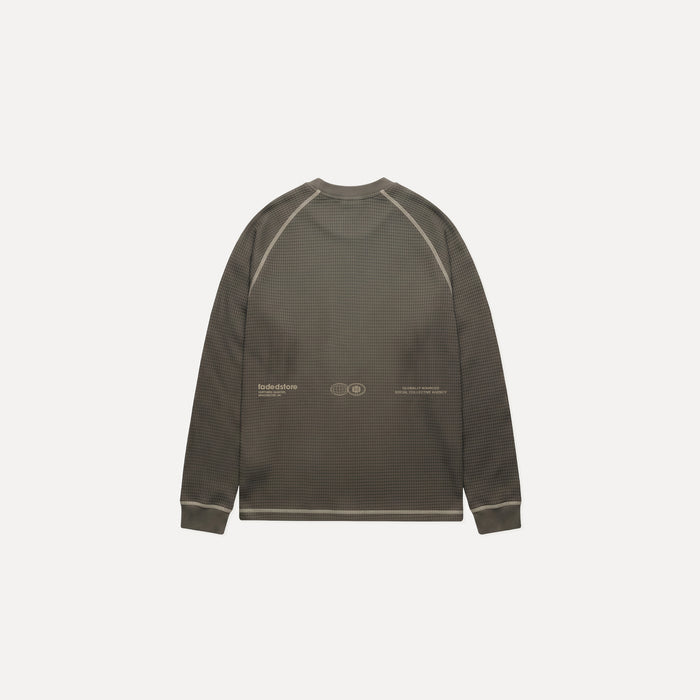 Contrast Stitch Waffle Long Sleeve T-Shirt | Olive
