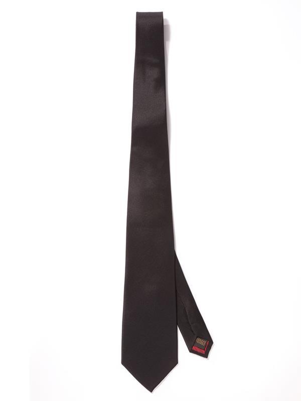 Creme De La Creme Plain Dark Black Silk Tie