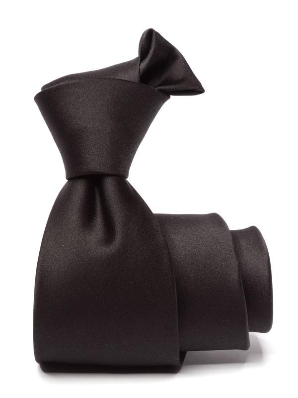 Creme De La Creme Plain Dark Black Silk Tie