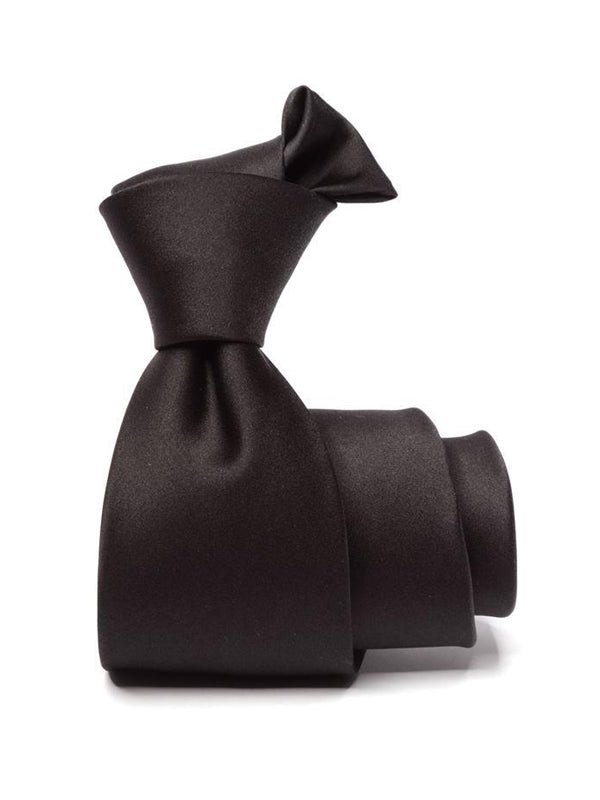 Creme De La Creme Plain Dark Black Silk Tie