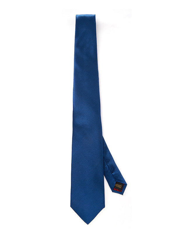 Creme De La Creme Plain Dark Blue Silk Tie