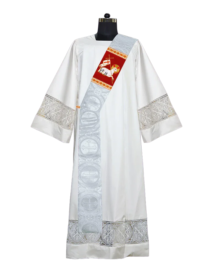 DAMASK / WHITE - RED