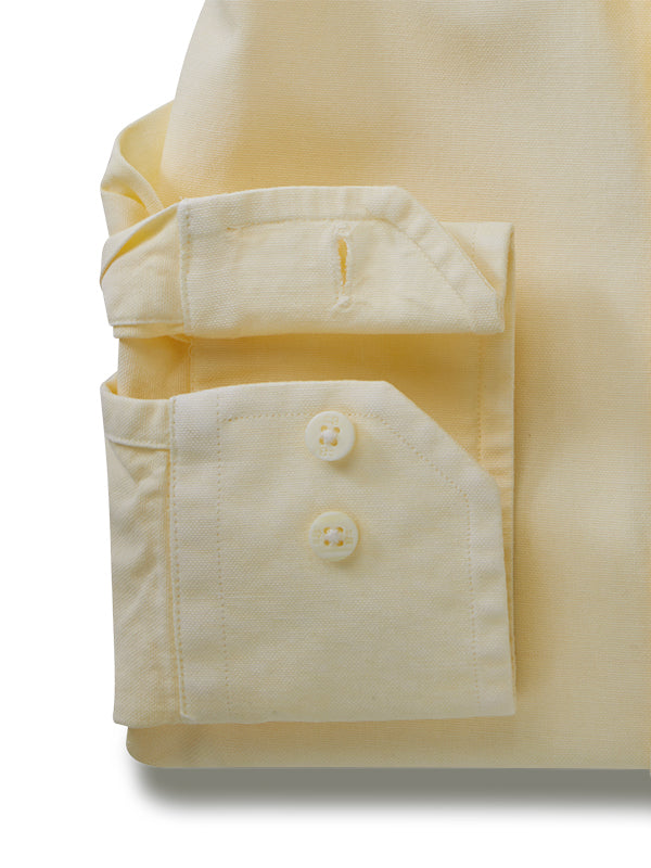 Diaz Oxford Garment Dyed Yellow Solid Full Sleeve Tailored Fit Casual Cotton Shirt