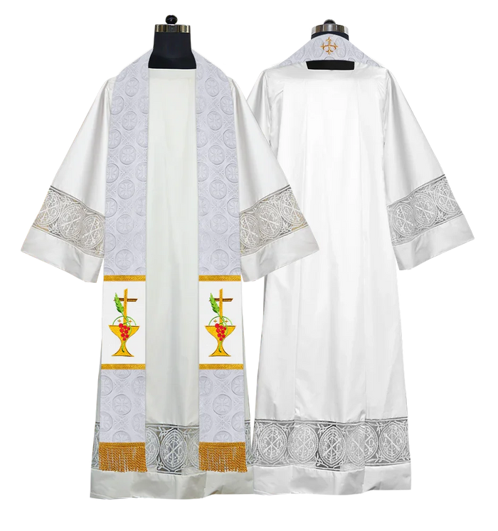 Bottom Motif / Chalice & Grapes / White