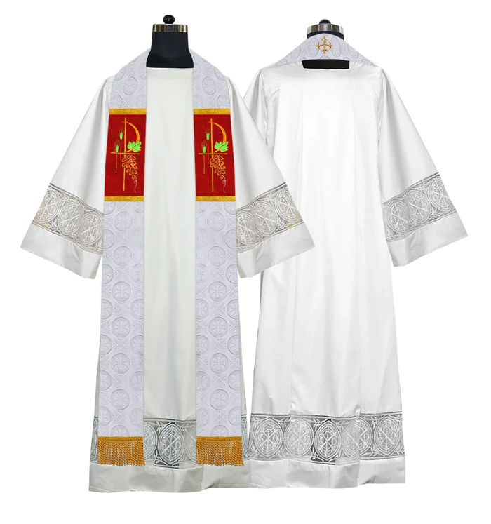 Elegant Clergy Stole with Grapes Embroidery