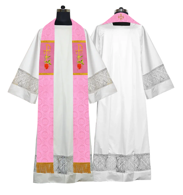Elegant Clergy Stole with Grapes Embroidery