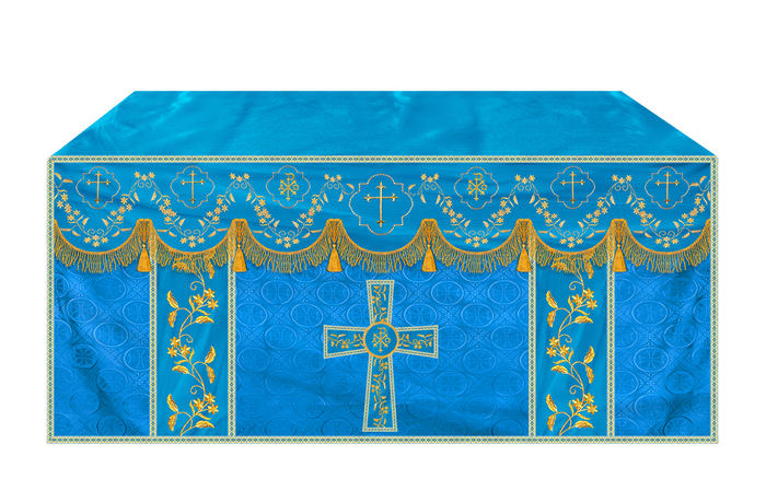 Elegant Embroidered Altar Cloth with Decorative Trim