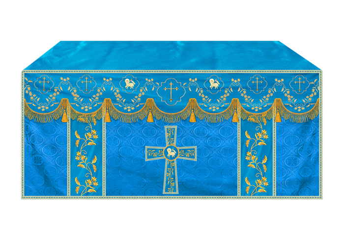 Elegant Embroidered Altar Cloth with Decorative Trim