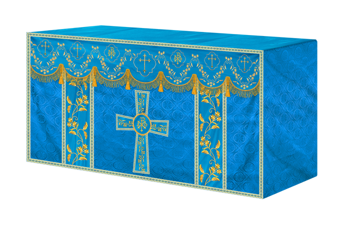 Elegant Embroidered Altar Cloth with Decorative Trim