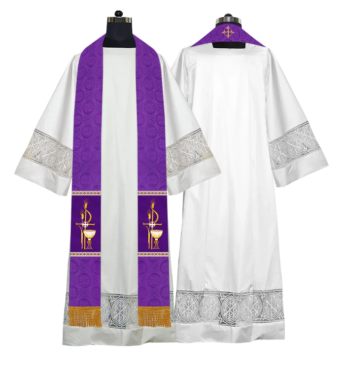 Elegant Gothic Stole with Embroidered Spiritual Motif