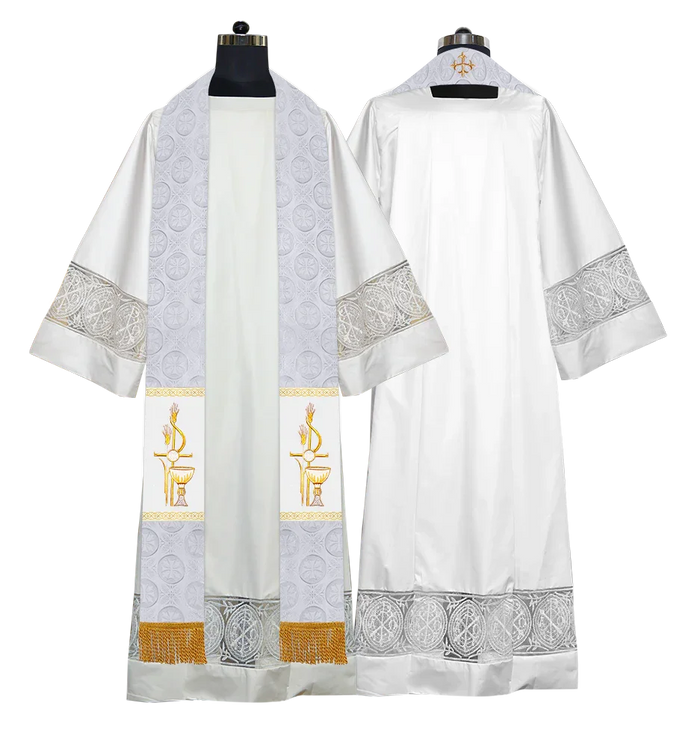 Elegant Gothic Stole with Embroidered Spiritual Motif