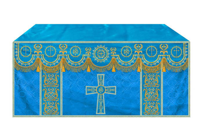 Embroidered Altar Frontal with Ornate Orphrey & Cross Design