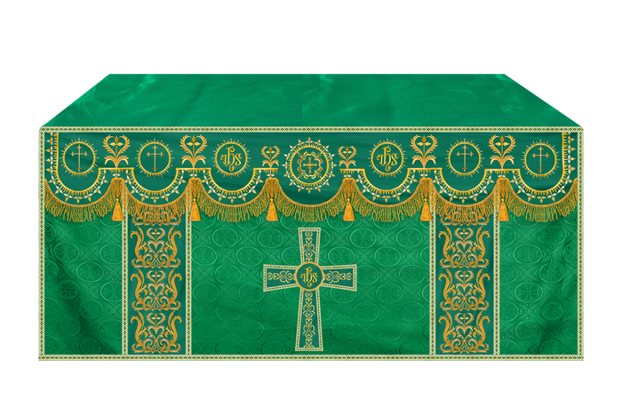 Embroidered Altar Frontal with Ornate Orphrey & Cross Design