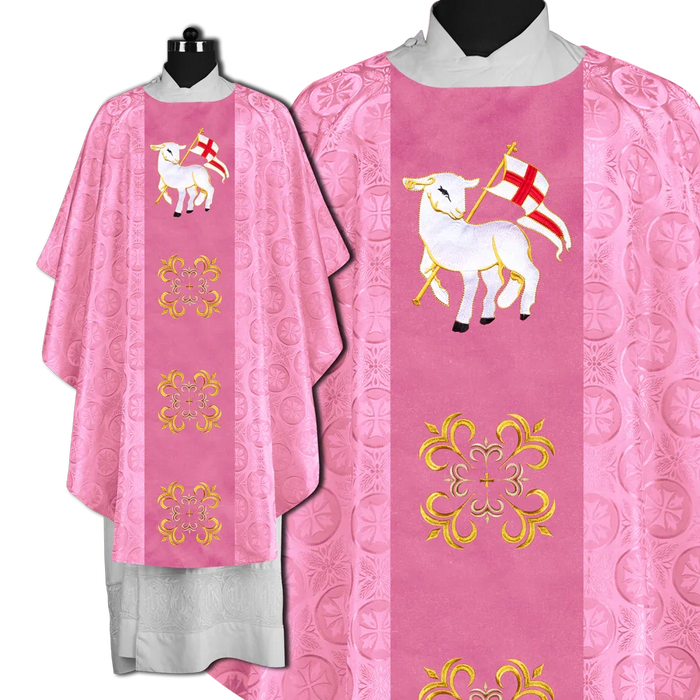 Embroidered Gothic Chasuble for Clergy with Liturgical Orphrey Design