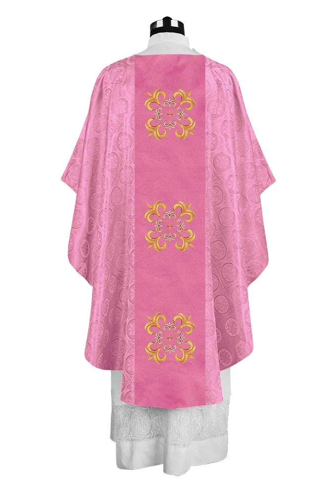 Embroidered Gothic Chasuble for Clergy with Liturgical Orphrey Design