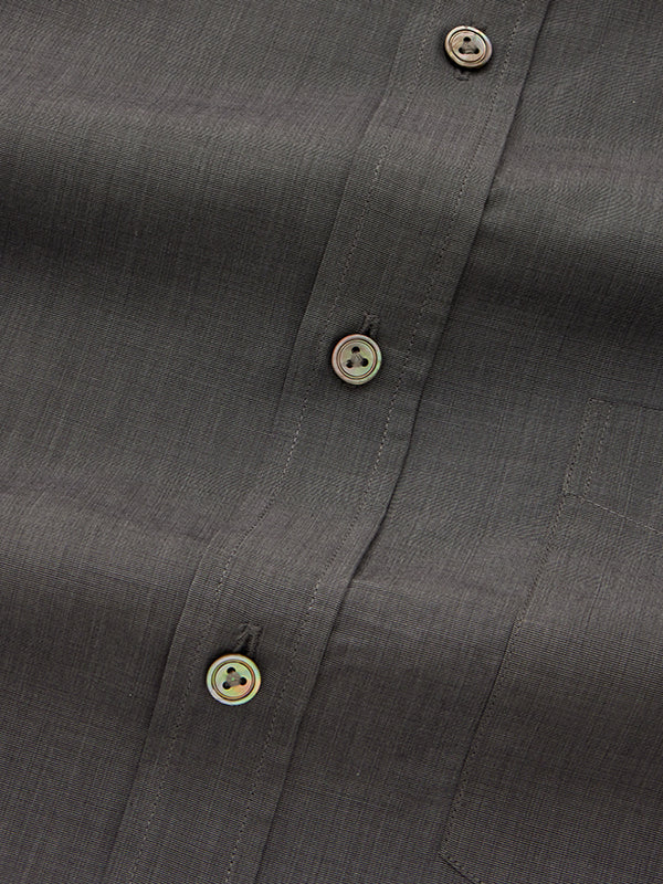 Fil A Fil Black Solid Half Sleeve Classic Fit Dark Semi Formal Cotton Shirt