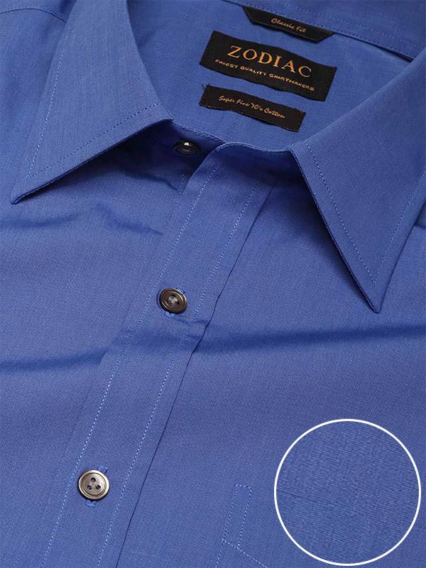 Fil A Fil Ink Solid Full Sleeve Single Cuff Classic Fit Dark Semi Formal Cotton Shirt