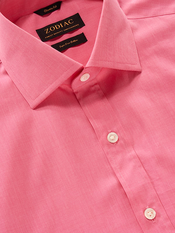Fil A Fil Pink Solid Full Sleeve Single Cuff Classic Fit Semi Formal Cotton Shirt