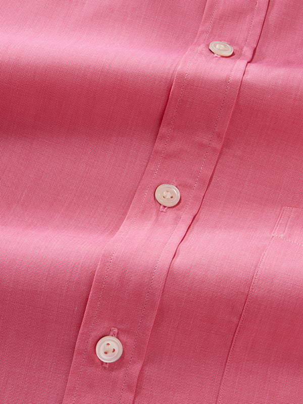 Fil A Fil Pink Solid Full Sleeve Single Cuff Classic Fit Semi Formal Cotton Shirt