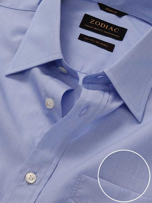 Fil A Fil Sky Solid Half Sleeve Classic Fit Semi Formal Cotton Shirt