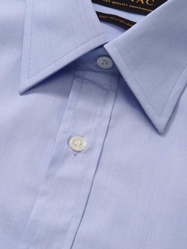 Fil A Fil Sky Solid Half Sleeve Classic Fit Semi Formal Cotton Shirt
