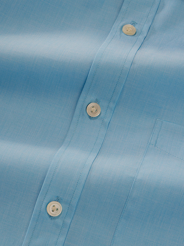 Fil A Fil Turquoise Solid Full Sleeve Single Cuff Classic Fit Classic Formal Cotton Shirt