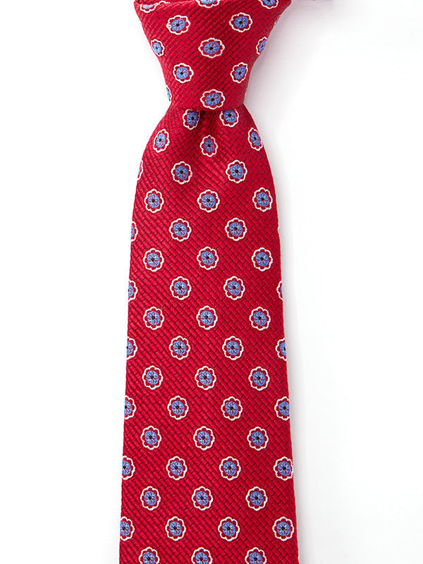 Florentine Minimal Dark Red Silk Tie