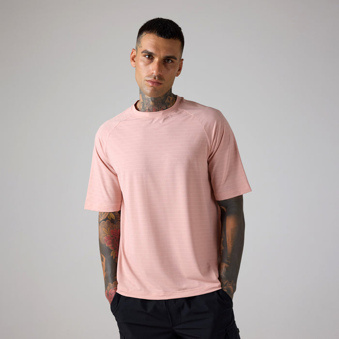 Men's  Coral  FS Box Fit Tech T-Shirt  FadedStore Front View
