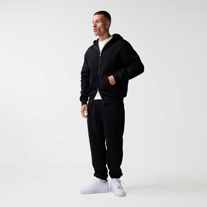 Full Zip Cuffed Tracksuit | Black