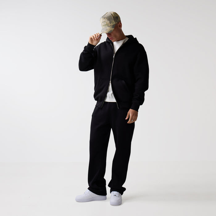 Full Zip Open Hem Tracksuit | Black
