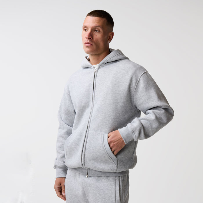 Full Zip Open Hem Tracksuit | Grey Marl