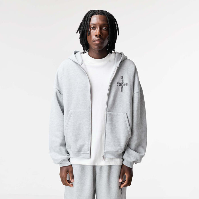 Gothic 2.0 Full Zip Hoodie | Grey Marl