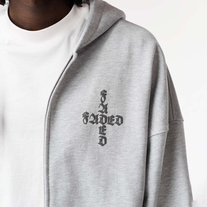 Gothic 2.0 Full Zip Hoodie | Grey Marl
