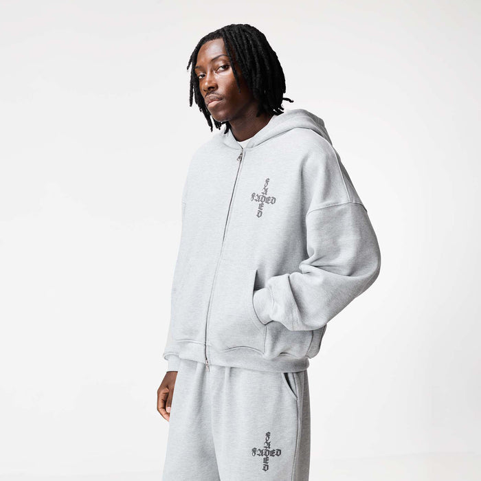 Gothic 2.0 Full Zip Hoodie | Grey Marl