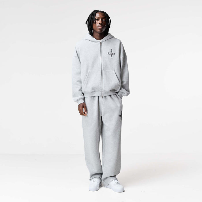 Gothic 2.0 Loose Fit Open Hem Jogger | Grey Marl