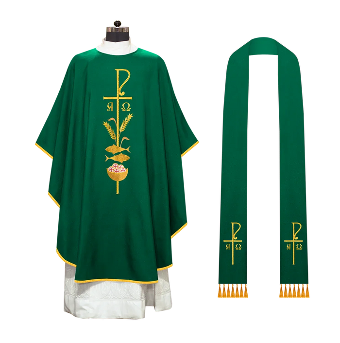Gothic Chasuble Embellished with Intricate Embroidery