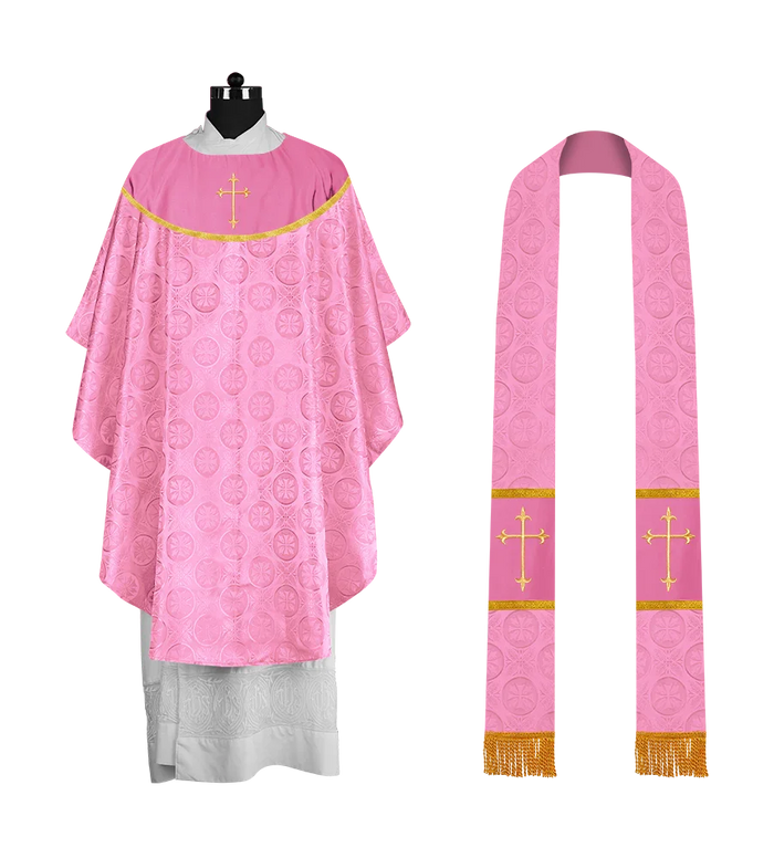 Gothic Chasuble Vestment with Elegant Cross Embroidery