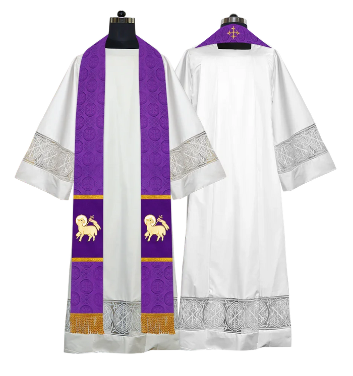 Handmade Pastor Stole with Embroidered Spiritual Motif